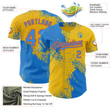 Laden Sie das Bild in den Galerie-Viewer, Custom Yellow Electric Blue-Orange Abstract Brush Stroke Authentic Baseball Jersey

