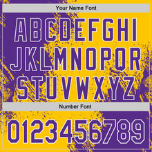 Laden Sie das Bild in den Galerie-Viewer, Custom Yellow Purple-White Abstract Brush Stroke Authentic Baseball Jersey
