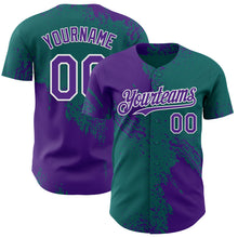 Laden Sie das Bild in den Galerie-Viewer, Custom Teal Purple-White Abstract Brush Stroke Authentic Baseball Jersey
