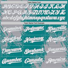 Laden Sie das Bild in den Galerie-Viewer, Custom Teal White-Gray Abstract Brush Stroke Authentic Baseball Jersey
