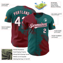 Laden Sie das Bild in den Galerie-Viewer, Custom Teal White-Crimson Abstract Brush Stroke Authentic Baseball Jersey
