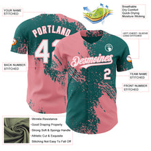 Load image into Gallery viewer, Custom Teal White-Medium Pink Abstract Brush Stroke Authentic Baseball Jersey
