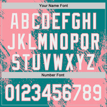 Load image into Gallery viewer, Custom Teal White-Medium Pink Abstract Brush Stroke Authentic Baseball Jersey
