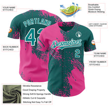 Laden Sie das Bild in den Galerie-Viewer, Custom Teal Pink-White Abstract Brush Stroke Authentic Baseball Jersey
