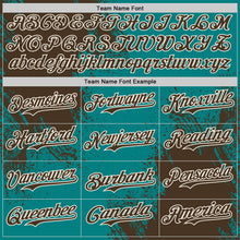 Load image into Gallery viewer, Custom Teal Brown-Cream Abstract Brush Stroke Authentic Baseball Jersey

