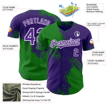 Load image into Gallery viewer, Custom Purple Grass Green-White Abstract Brush Stroke Authentic Baseball Jersey
