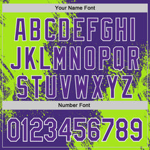 Load image into Gallery viewer, Custom Purple Neon Green-White Abstract Brush Stroke Authentic Baseball Jersey
