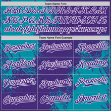 Load image into Gallery viewer, Custom Purple Teal-White Abstract Brush Stroke Authentic Baseball Jersey
