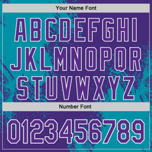 Load image into Gallery viewer, Custom Purple Teal-White Abstract Brush Stroke Authentic Baseball Jersey
