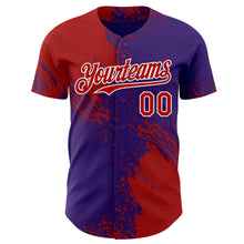 Load image into Gallery viewer, Custom Purple Red-White Abstract Brush Stroke Authentic Baseball Jersey
