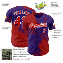 Load image into Gallery viewer, Custom Purple Red-White Abstract Brush Stroke Authentic Baseball Jersey
