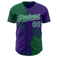 Загрузить изображение в средство просмотра галереи, Custom Purple Kelly Green-White Abstract Brush Stroke Authentic Baseball Jersey
