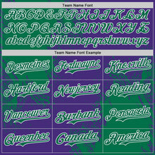 Загрузить изображение в средство просмотра галереи, Custom Purple Kelly Green-White Abstract Brush Stroke Authentic Baseball Jersey
