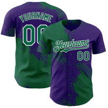 Загрузить изображение в средство просмотра галереи, Custom Purple Kelly Green-White Abstract Brush Stroke Authentic Baseball Jersey
