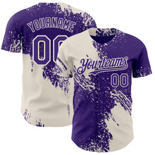 Load image into Gallery viewer, Custom Purple-Cream Abstract Brush Stroke Authentic Baseball Jersey
