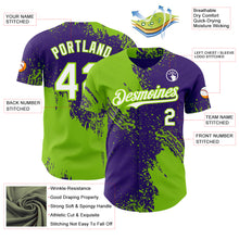 Laden Sie das Bild in den Galerie-Viewer, Custom Purple White-Neon Green Abstract Brush Stroke Authentic Baseball Jersey
