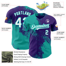 Charger l'image dans la galerie, Custom Purple White-Aqua Abstract Brush Stroke Authentic Baseball Jersey
