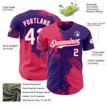 Laden Sie das Bild in den Galerie-Viewer, Custom Purple White-Neon Pink Abstract Brush Stroke Authentic Baseball Jersey
