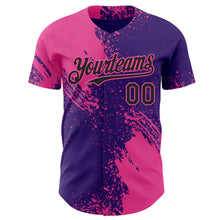 Laden Sie das Bild in den Galerie-Viewer, Custom Purple Black-Pink Abstract Brush Stroke Authentic Baseball Jersey
