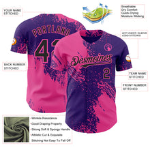 Laden Sie das Bild in den Galerie-Viewer, Custom Purple Black-Pink Abstract Brush Stroke Authentic Baseball Jersey
