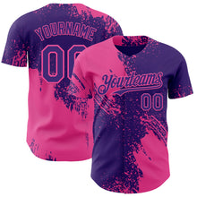 Load image into Gallery viewer, Custom Purple-Pink Abstract Brush Stroke Authentic Baseball Jersey
