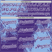 Load image into Gallery viewer, Custom Purple Light Blue-White Abstract Brush Stroke Authentic Baseball Jersey
