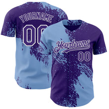 Load image into Gallery viewer, Custom Purple Light Blue-White Abstract Brush Stroke Authentic Baseball Jersey

