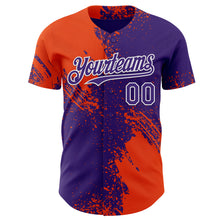 Load image into Gallery viewer, Custom Purple Orange-White Abstract Brush Stroke Authentic Baseball Jersey
