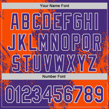Load image into Gallery viewer, Custom Purple Orange-White Abstract Brush Stroke Authentic Baseball Jersey
