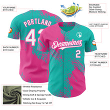 Laden Sie das Bild in den Galerie-Viewer, Custom Aqua White-Pink Abstract Brush Stroke Authentic Baseball Jersey
