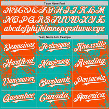 Load image into Gallery viewer, Custom Aqua White-Orange Abstract Brush Stroke Authentic Baseball Jersey
