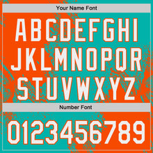 Load image into Gallery viewer, Custom Aqua White-Orange Abstract Brush Stroke Authentic Baseball Jersey
