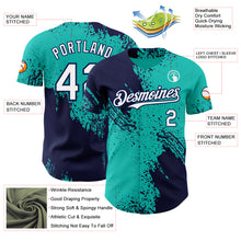 Laden Sie das Bild in den Galerie-Viewer, Custom Aqua White-Navy Abstract Brush Stroke Authentic Baseball Jersey
