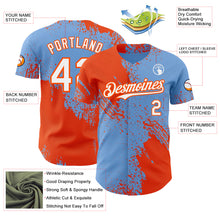 Load image into Gallery viewer, Custom Light Blue White-Orange Abstract Brush Stroke Authentic Baseball Jersey
