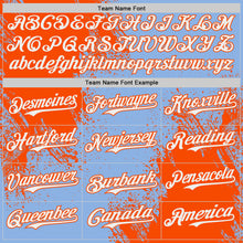 Load image into Gallery viewer, Custom Light Blue White-Orange Abstract Brush Stroke Authentic Baseball Jersey
