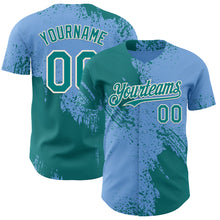 Load image into Gallery viewer, Custom Light Blue Teal-Cream Abstract Brush Stroke Authentic Baseball Jersey
