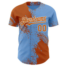 Load image into Gallery viewer, Custom Light Blue Texas Orange-Cream Abstract Brush Stroke Authentic Baseball Jersey
