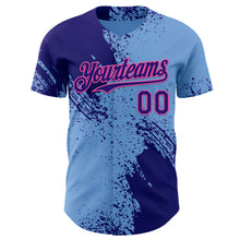 Load image into Gallery viewer, Custom Light Blue Dark Purple-Pink Abstract Brush Stroke Authentic Baseball Jersey
