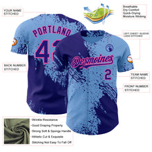 Load image into Gallery viewer, Custom Light Blue Dark Purple-Pink Abstract Brush Stroke Authentic Baseball Jersey
