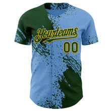 Загрузить изображение в средство просмотра галереи, Custom Light Blue Green-Gold Abstract Brush Stroke Authentic Baseball Jersey
