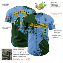 Загрузить изображение в средство просмотра галереи, Custom Light Blue Green-Gold Abstract Brush Stroke Authentic Baseball Jersey
