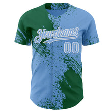 Charger l'image dans la galerie, Custom Light Blue Kelly Green-White Abstract Brush Stroke Authentic Baseball Jersey
