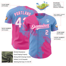 Load image into Gallery viewer, Custom Light Blue White-Pink Abstract Brush Stroke Authentic Baseball Jersey
