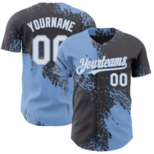 Load image into Gallery viewer, Custom Steel Gray White-Light Blue Abstract Brush Stroke Authentic Baseball Jersey
