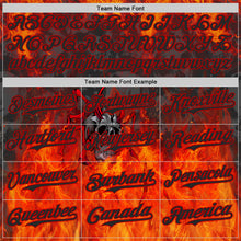 Load image into Gallery viewer, Custom Black-Red Flames Skull Authentic Baseball Jersey
