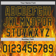 Load image into Gallery viewer, Custom Black-Gold Flames Skull Authentic Baseball Jersey
