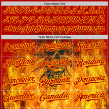 Laden Sie das Bild in den Galerie-Viewer, Custom Red-Gold Flames Skull Authentic Baseball Jersey
