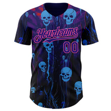 Load image into Gallery viewer, Custom Dark Purple-Pink Skull Authentic Baseball Jersey
