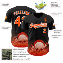Laden Sie das Bild in den Galerie-Viewer, Custom Black Orange-White Skull Authentic Baseball Jersey
