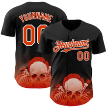 Laden Sie das Bild in den Galerie-Viewer, Custom Black Orange-White Skull Authentic Baseball Jersey
